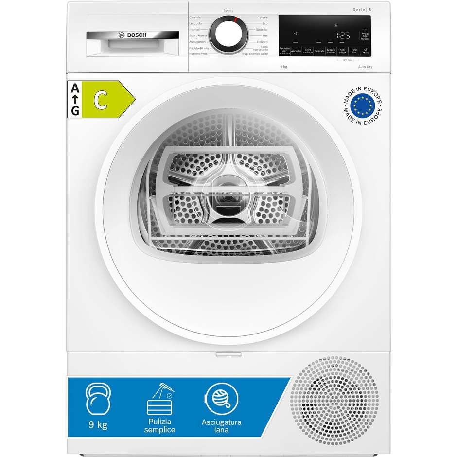 asciug 9kg c  hygiene + plana 1/2 carico filtro e