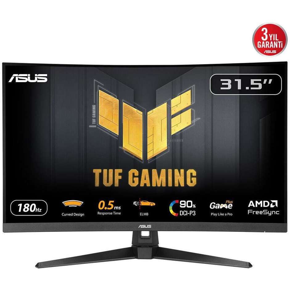 ASUS TUF Gaming VG32WQ3B Monitor Gaming Curvo 31.5" QHD 180Hz Fast VA Nero