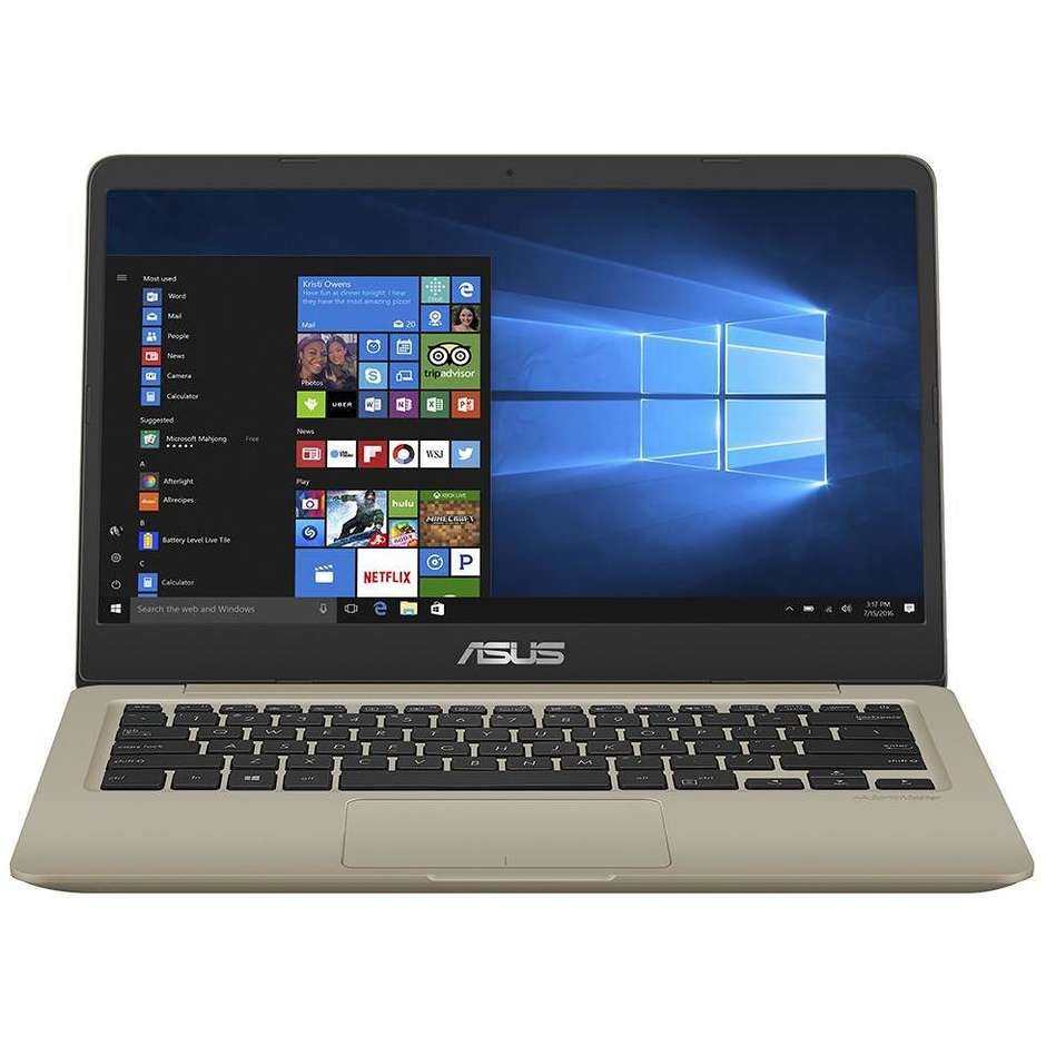 Asus Vivobook S14 S410UA-BV455T Notebook 14" Intel Core i5-8250U Ram 8 GB SSD 256 Windows 10 colore Gold Metal