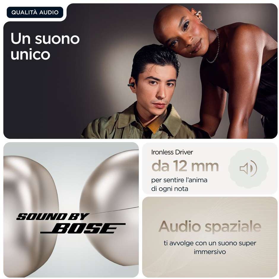 auricolare bt tws open-ear batteria 37ore con cus