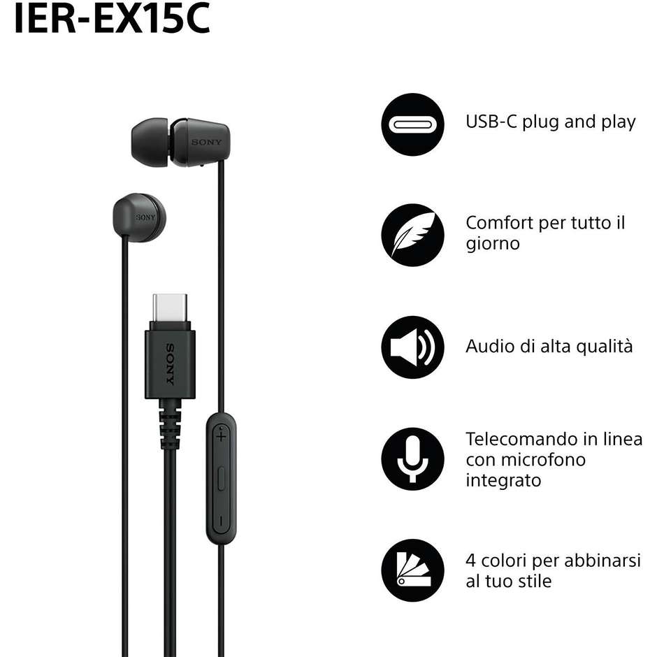 auricolare in ear con mic black type c
