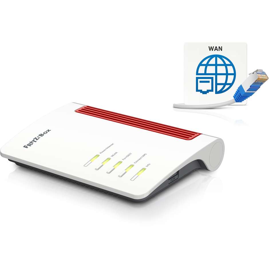 AVM FRITZ!Box 4050 International Router Wi-Fi 6 Dual-Band fino a 3000Mbps con Base DECT Porta Gigabit WAN e LAN - Bianco