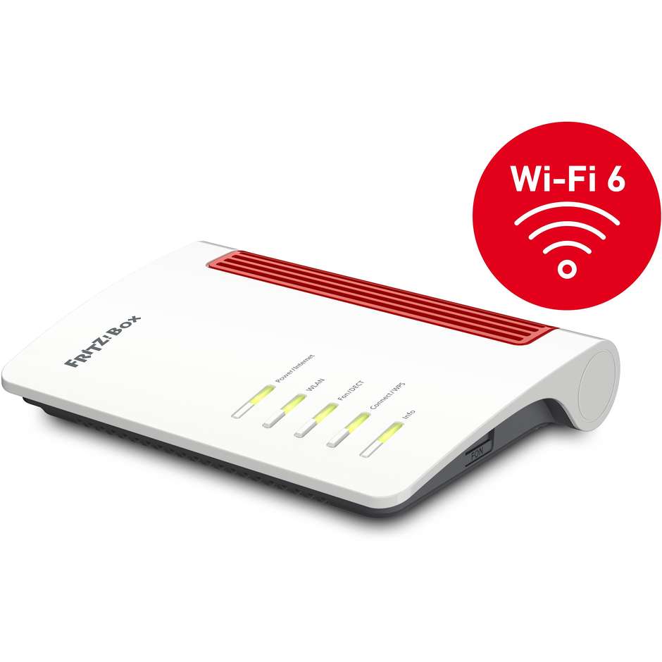 AVM FRITZ!Box 4050 International Router Wi-Fi 6 Dual-Band fino a 3000Mbps con Base DECT Porta Gigabit WAN e LAN - Bianco