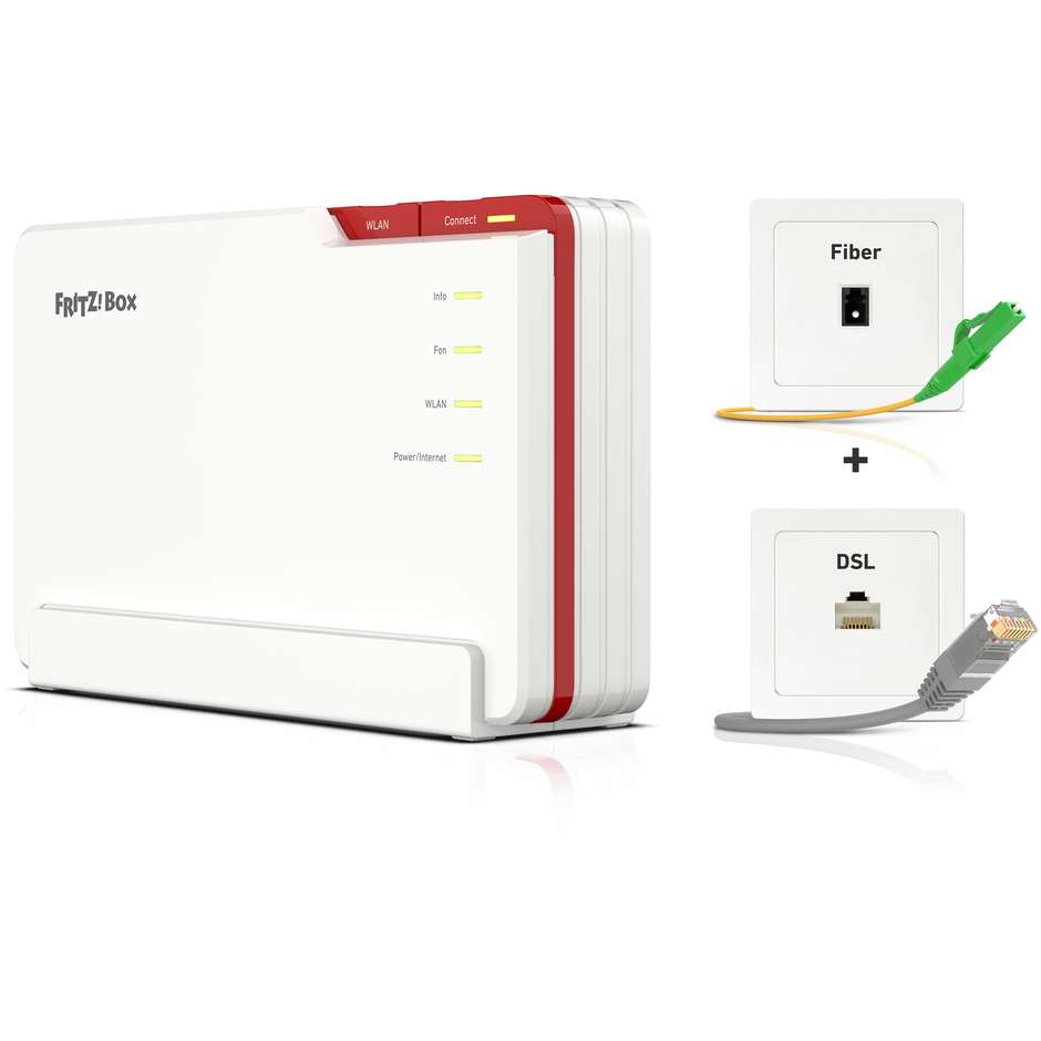 AVM FRITZ!Box 5690 Pro International Modem Router Tri-Band Wi-Fi 7 fino a 18500Mbps per Fibra e DSL Porta 2.5 GbE Zigbee e DECT - Bianco