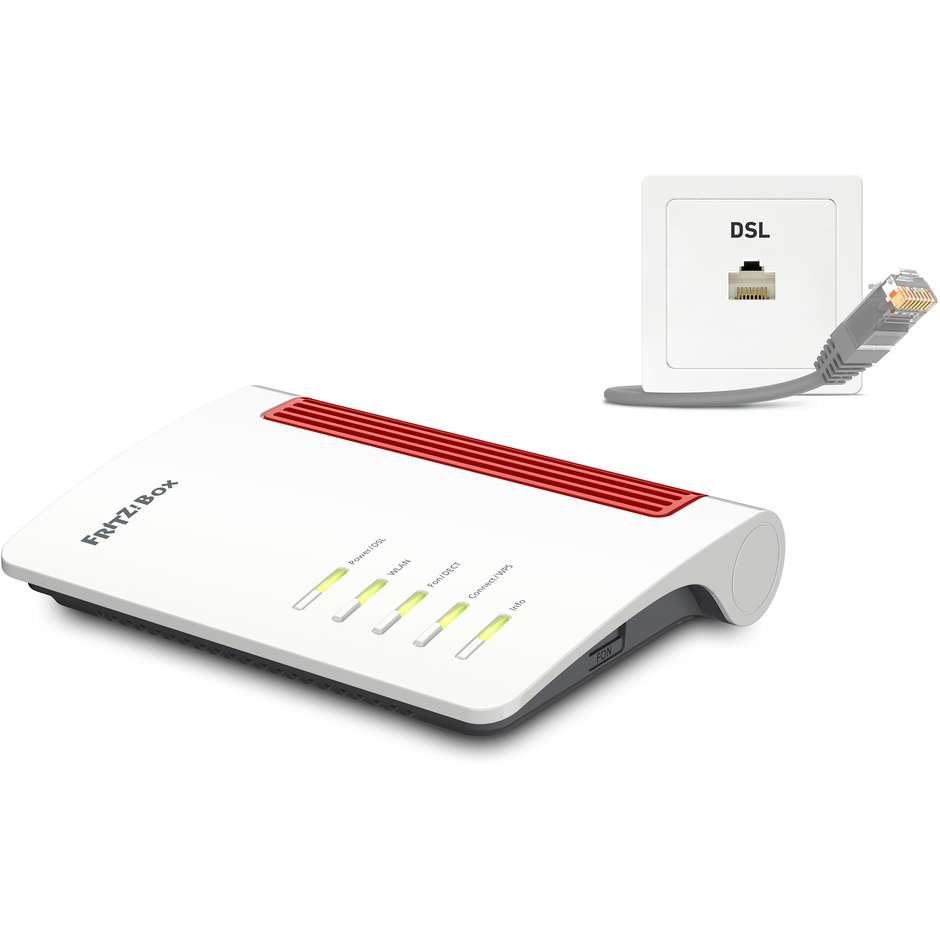 AVM FRITZ!Box 7530 AX (20002944) Modem Router VDSL/ADSL Supervectoring Wi-Fi 6 Dual Band 4 Porte Gigabit Bianco