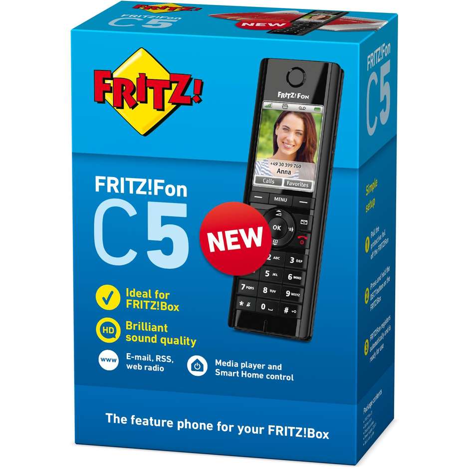 Avm Fritz FON C5 Cordless DECT Display LCD colore nero