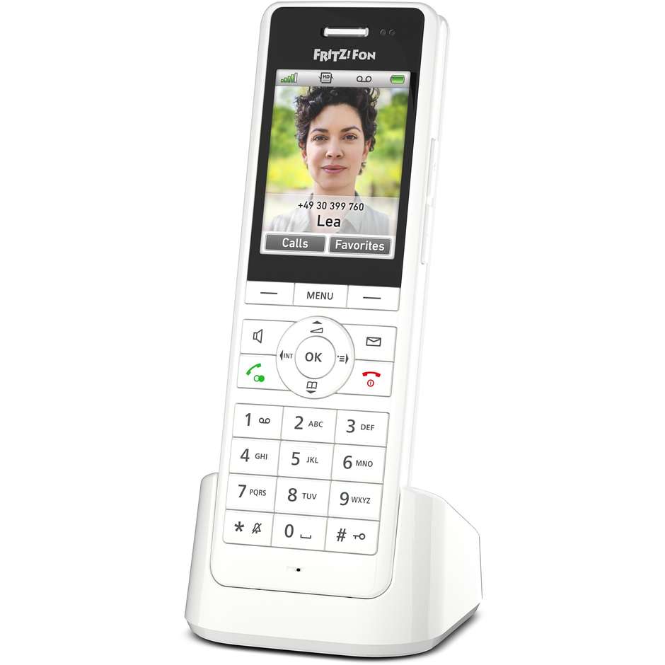 AVM FRITZ!Fon X6 Telefono Cordless DECT Display a Colori 2.4" Audio HD Chiamate VoIP e Segreteria Colore Bianco