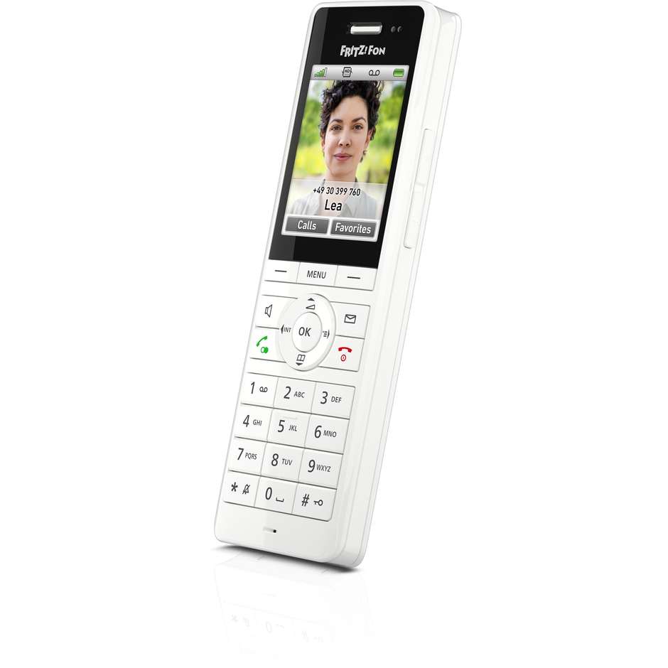 AVM FRITZ!Fon X6 Telefono Cordless DECT Display a Colori 2.4" Audio HD Chiamate VoIP e Segreteria Colore Bianco