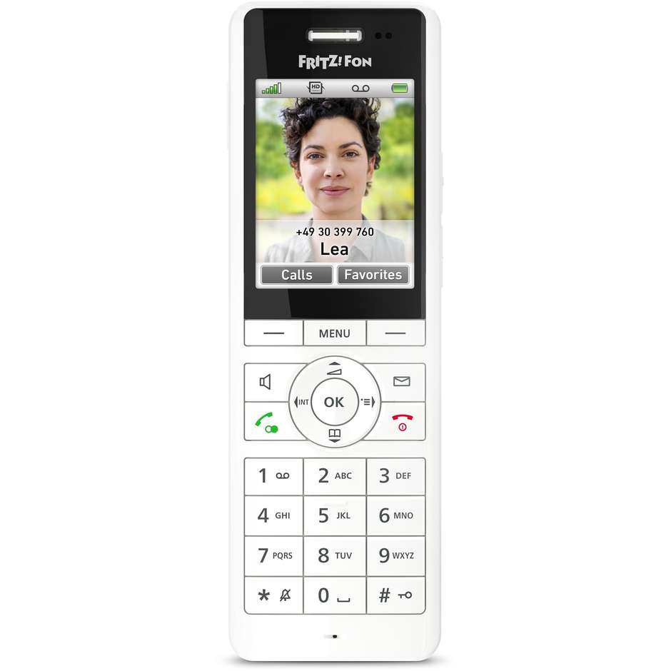 AVM FRITZ!Fon X6 Telefono Cordless DECT Display a Colori 2.4" Audio HD Chiamate VoIP e Segreteria Colore Bianco