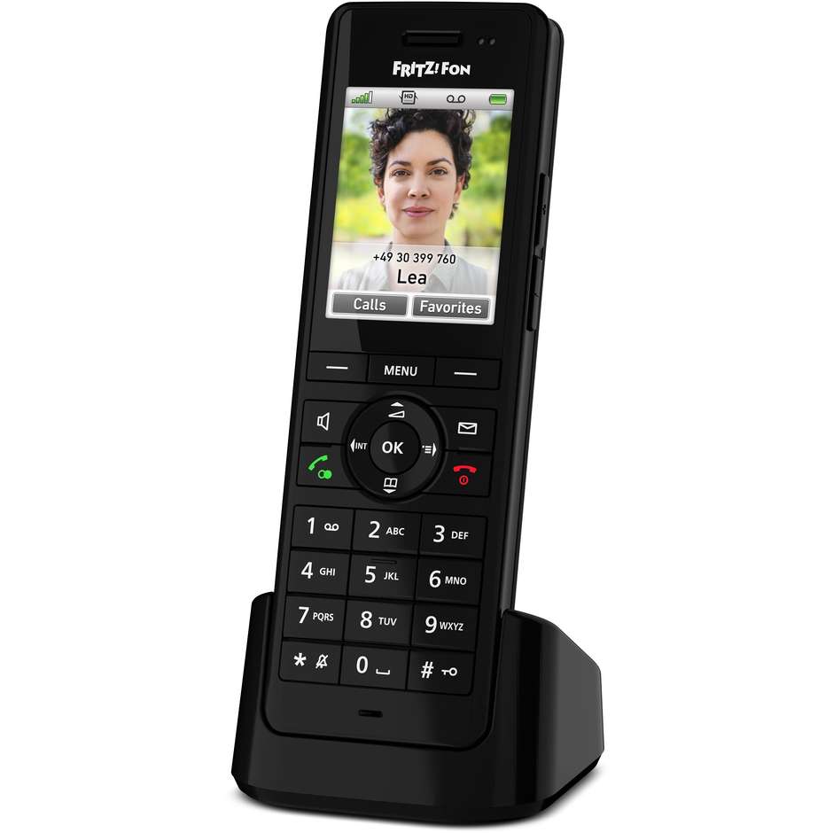 AVM FRITZ!Fon X6 Telefono Cordless DECT Display a Colori 2.4" Audio HD Chiamate VoIP e Segreteria Colore Nero
