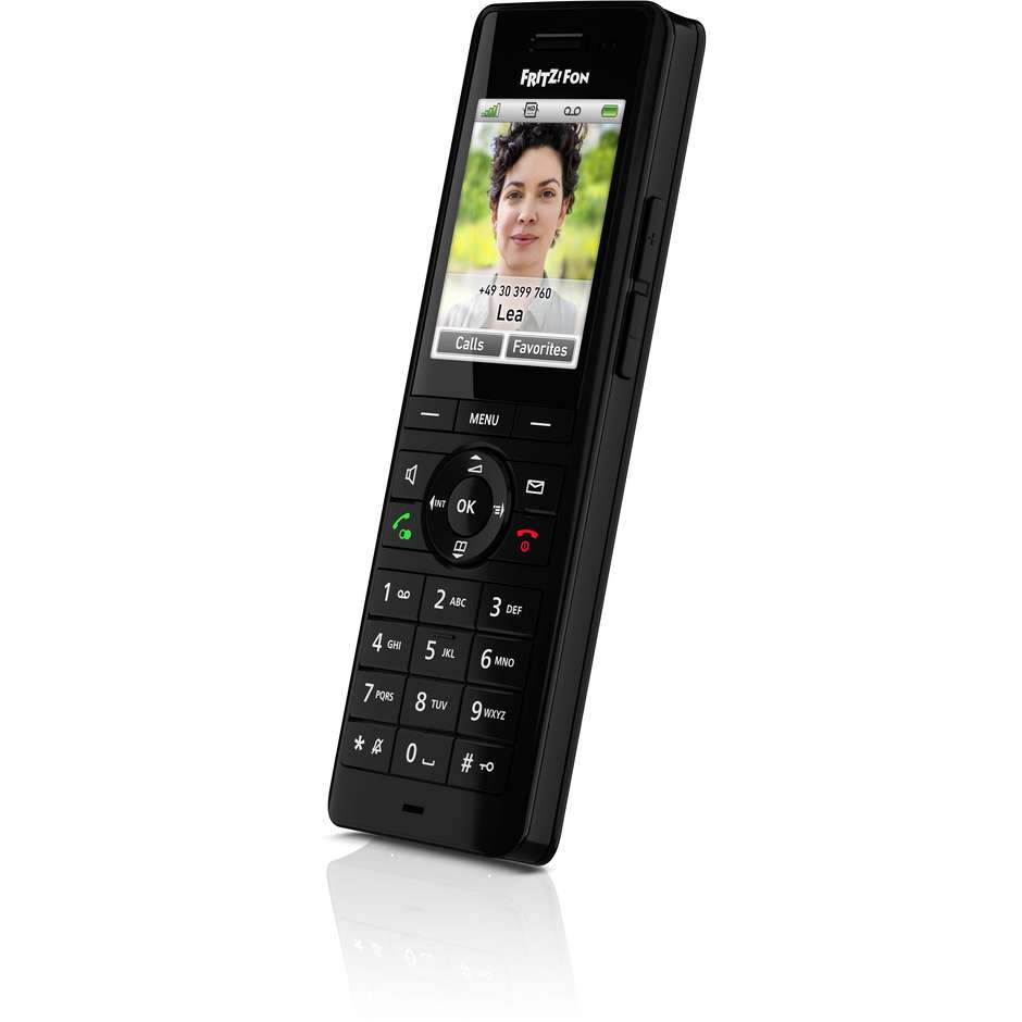AVM FRITZ!Fon X6 Telefono Cordless DECT Display a Colori 2.4" Audio HD Chiamate VoIP e Segreteria Colore Nero