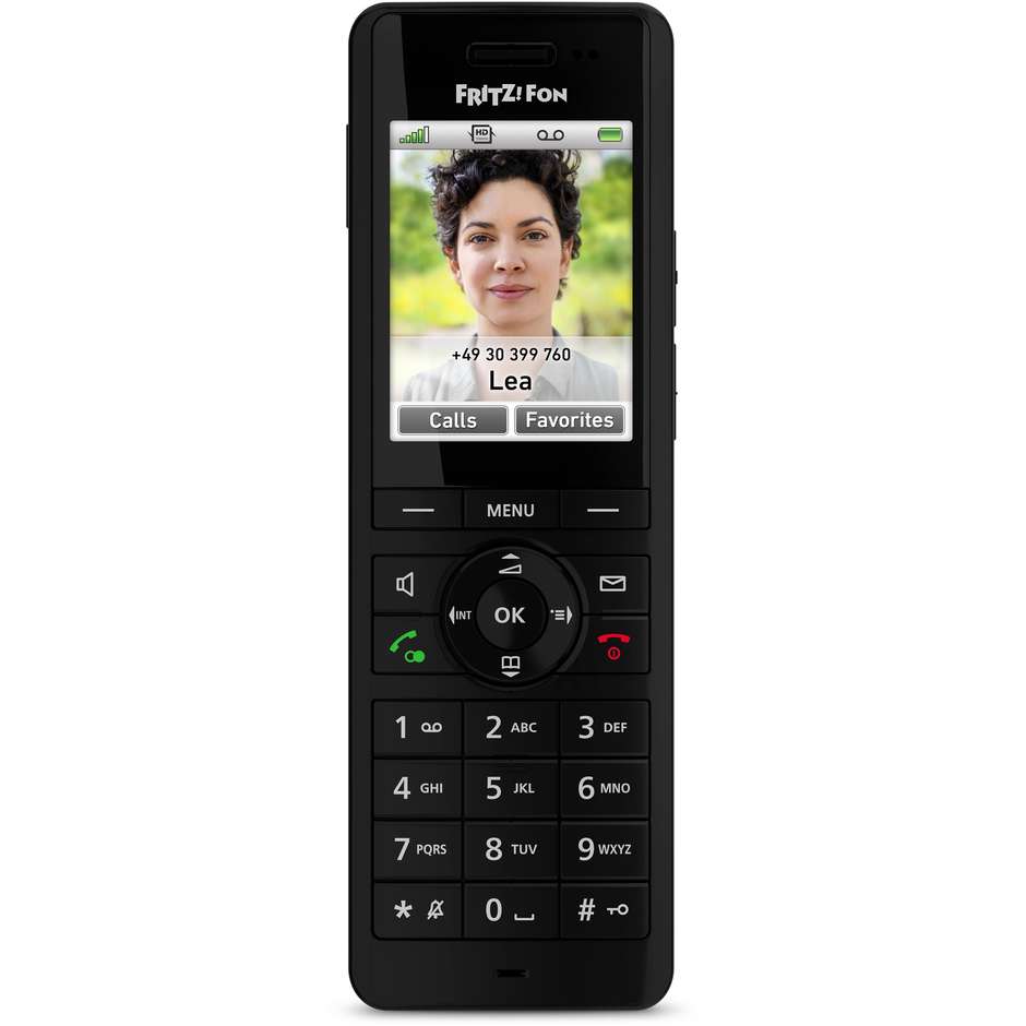 AVM FRITZ!Fon X6 Telefono Cordless DECT Display a Colori 2.4" Audio HD Chiamate VoIP e Segreteria Colore Nero