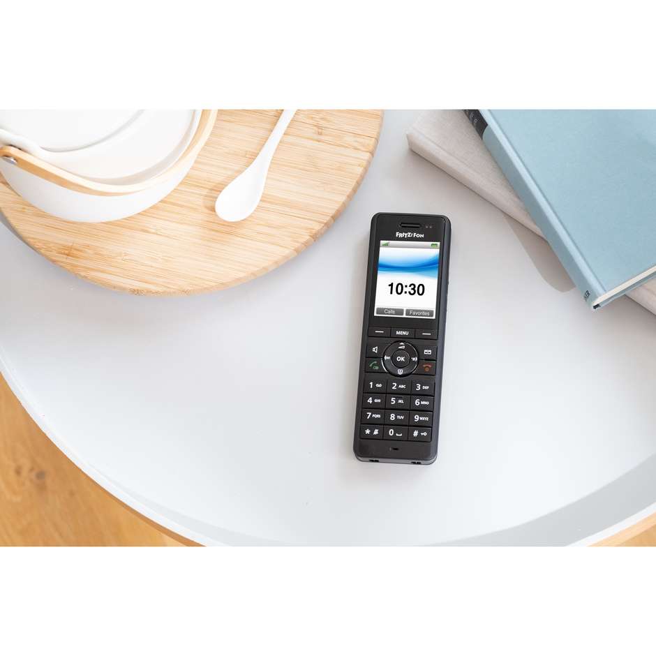 AVM FRITZ!Fon X6 Telefono Cordless DECT Display a Colori 2.4" Audio HD Chiamate VoIP e Segreteria Colore Nero