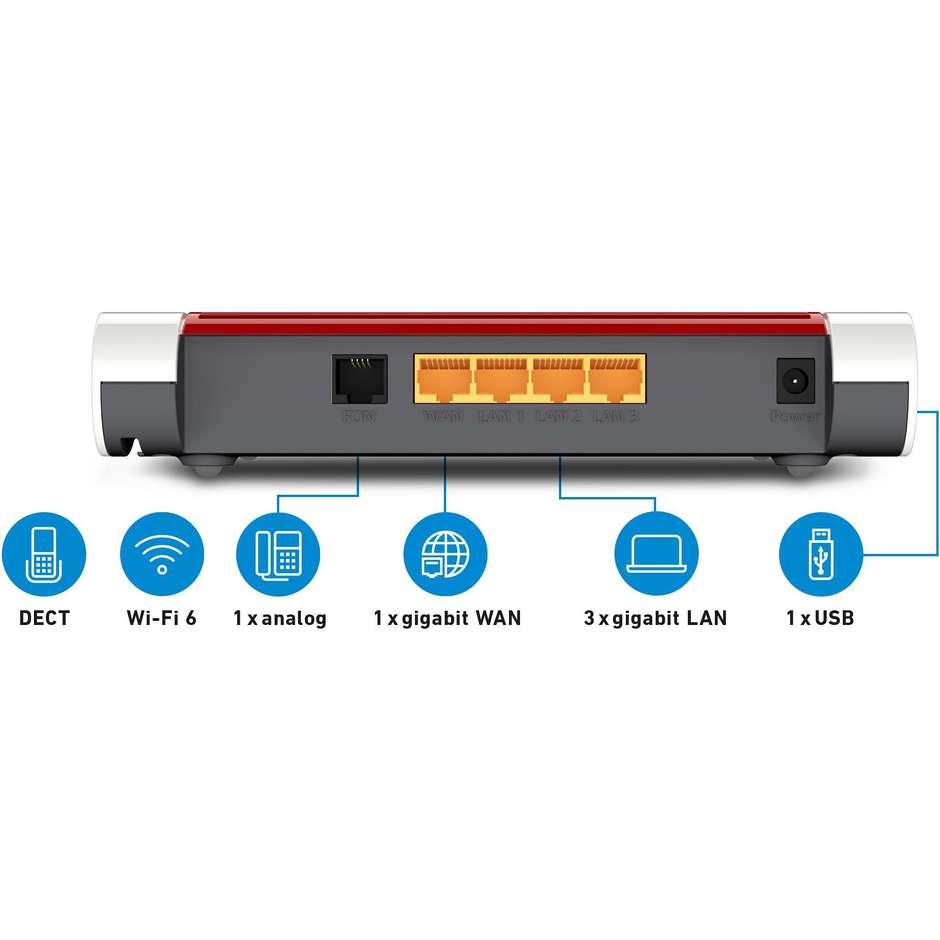 AVM FRITZ FRITZ!BOX 4050 20003067 Router Wi-Fi Gigabit Mesh Dual-band (2.4 GHz / 5 GHz) Colore White,Red