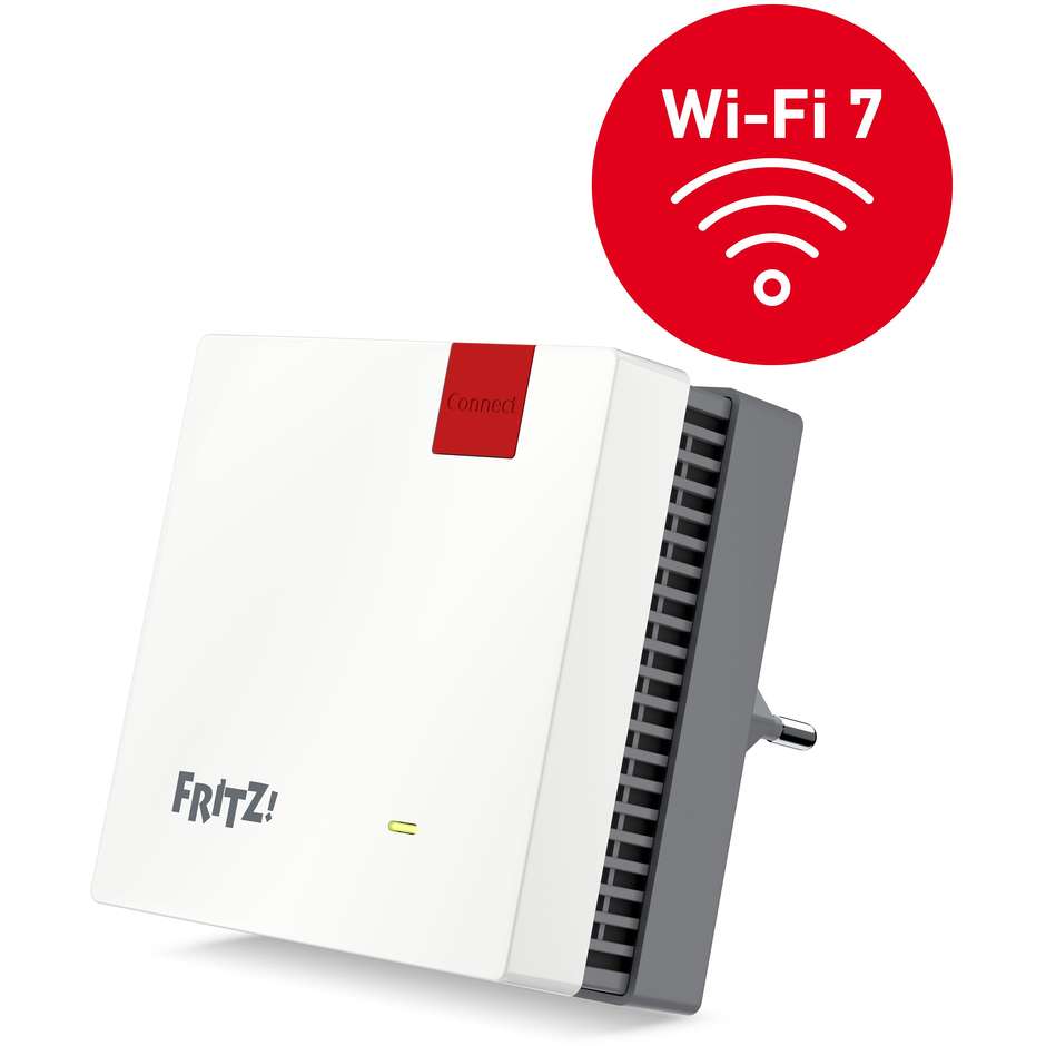 AVM FRITZ!Repeater 1700 Ripetitore Dual-Band Wi-Fi 7 fino a 3568Mbps con Porta Gigabit LAN e Rete Mesh - Bianco