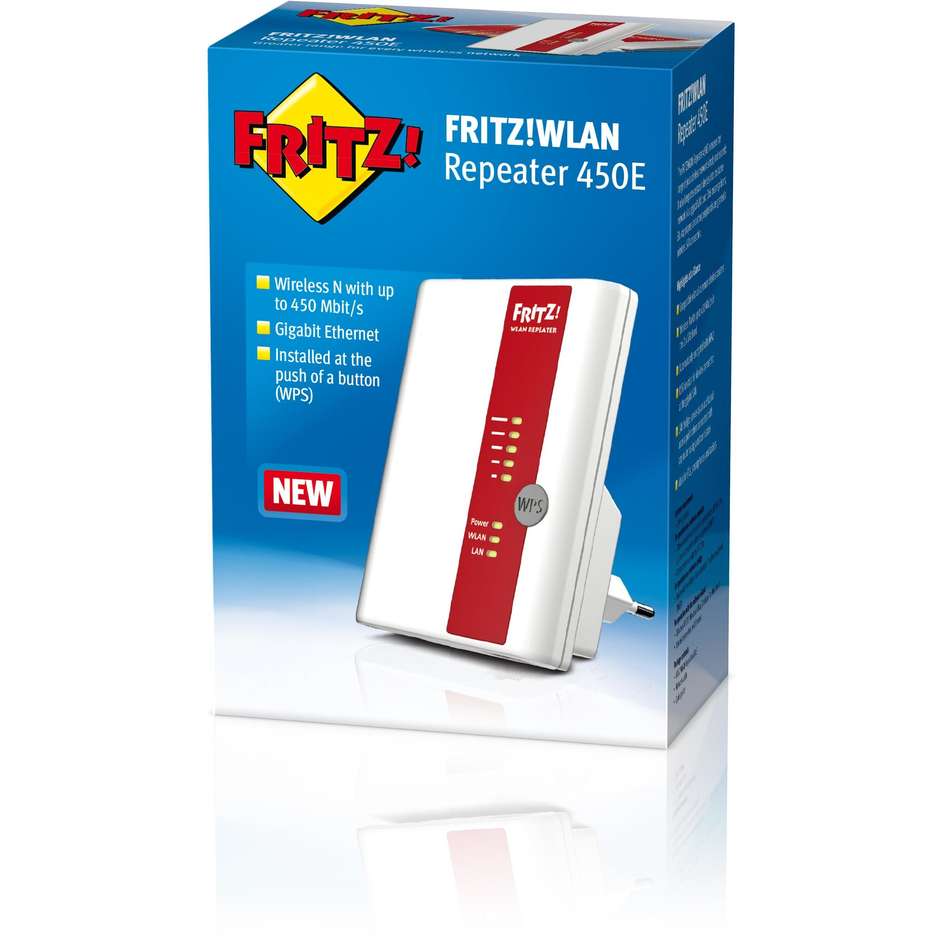 AVM FRITZ!WLAN Repeater 450E Wifi Extender universale 450 Mbit/s colore Bianco,rosso
