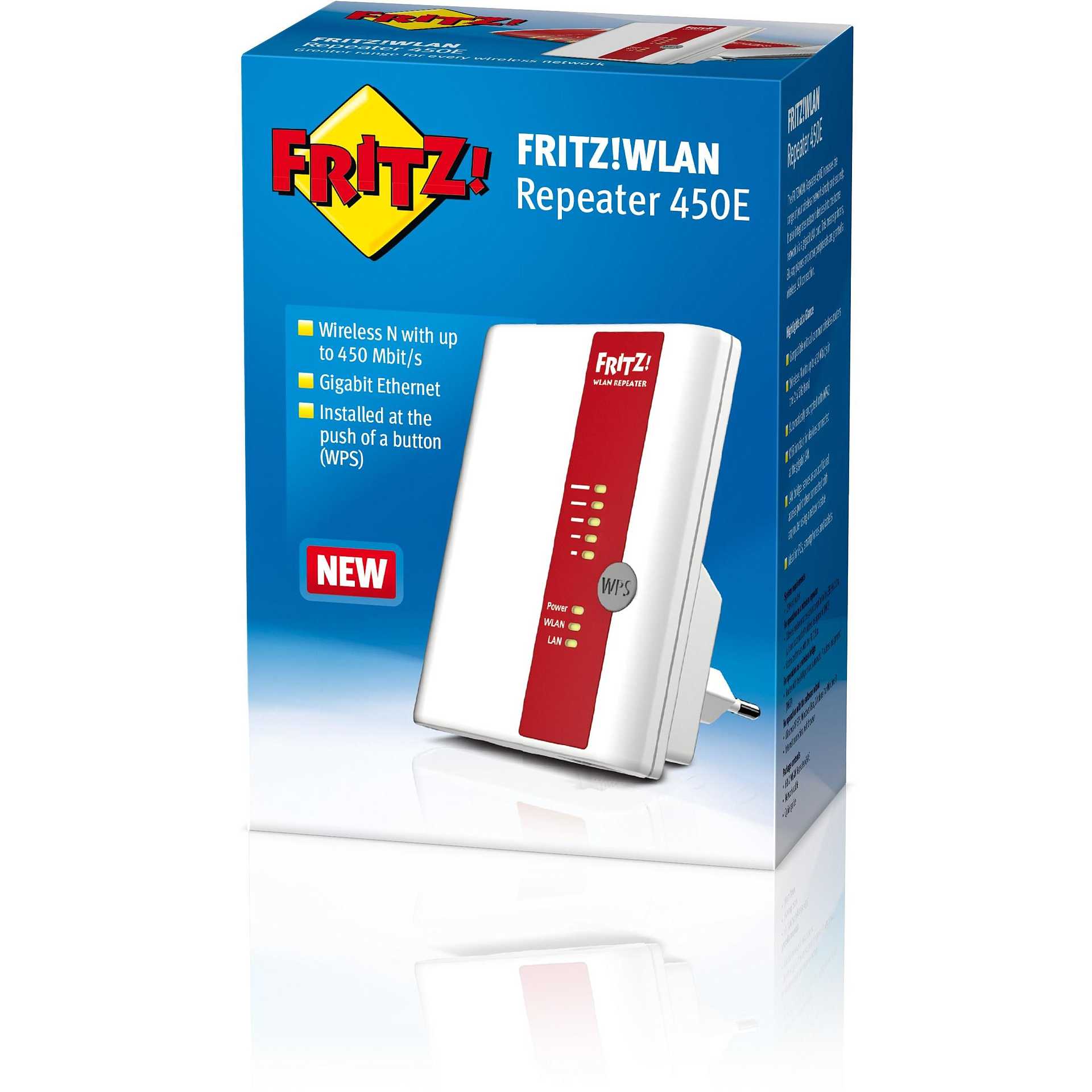 AVM FRITZ!WLAN Repeater 450E Wifi Extender universale 450 Mbit/s colore  Bianco,rosso - Networking router - ClickForShop