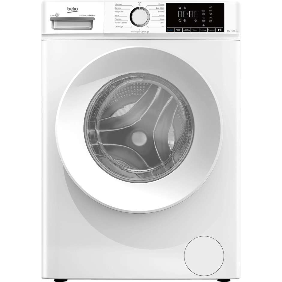 Beko b100 BMX8126DW Lavatrice 8 kg 1200 Giri Classe A Vapore Bianco