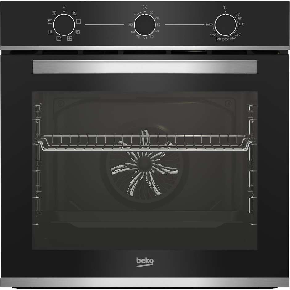 Beko BBIM13100X Forno Elettrico da Incasso 72 Litri Termoventilato 8 Funzioni Vapore SteamShine Classe A Nero e Inox