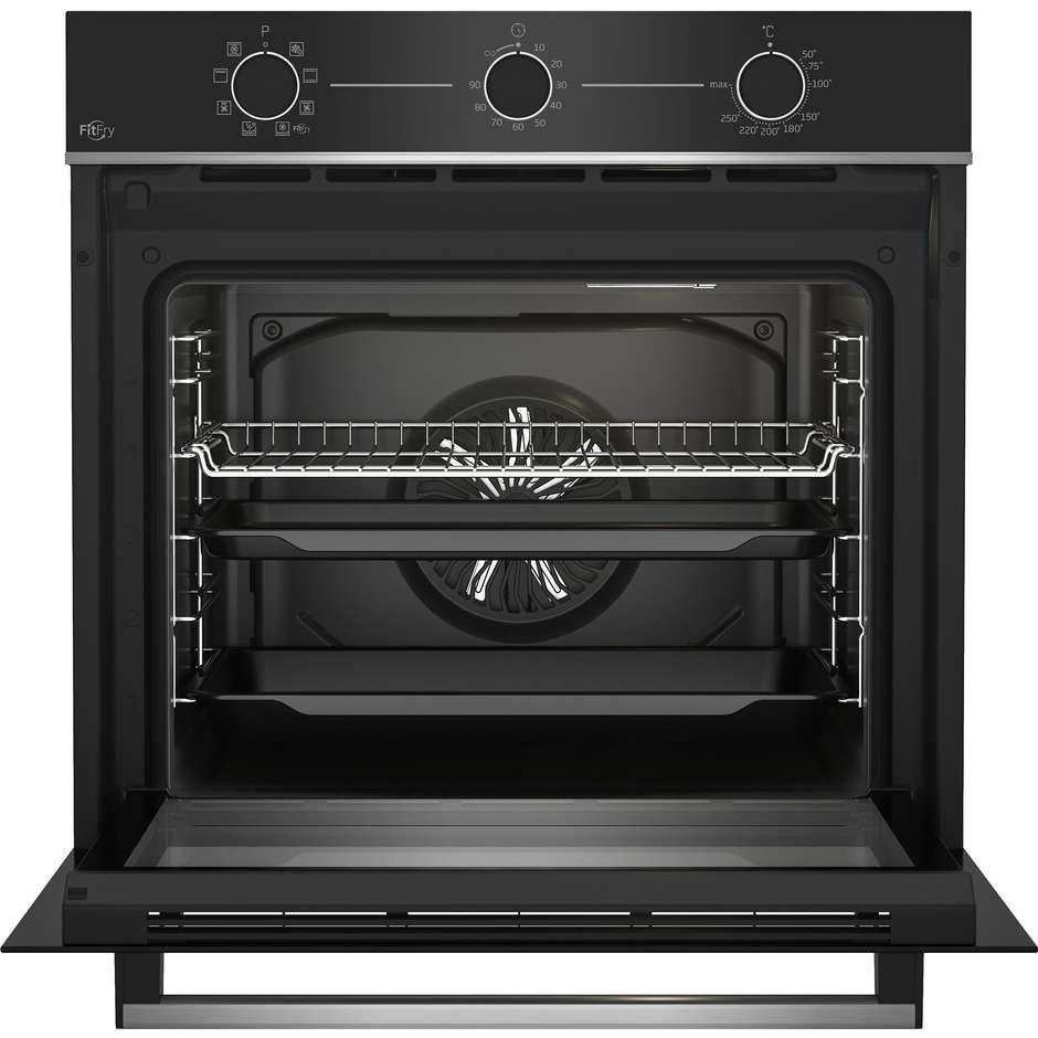 Beko BBIMA13100X Forno Elettrico da Incasso 72 Litri AirFry 8 Funzioni Idrolitico Classe A Nero e Inox