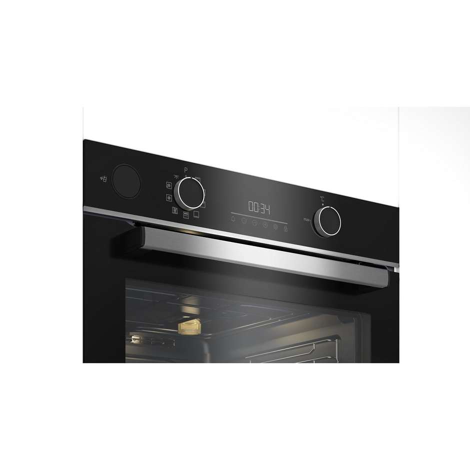 Beko BBIS13300X Forno Elettrico da Incasso 72 Litri SteamAid Porta 4 Vetri Guide Telescopiche Classe A+ Inox