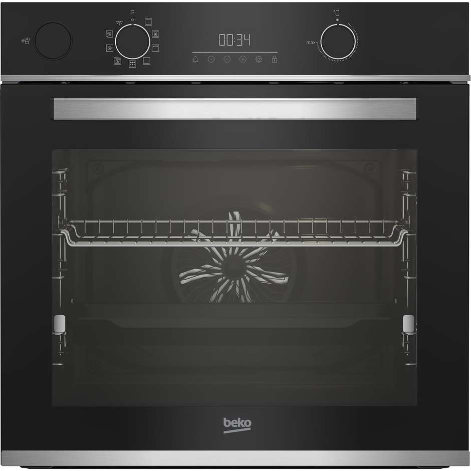 Beko BBIS13300XMPE Forno elettrico Multifunzione 9 Funzioni Potenza 2700 W Capacita 72 L Classe A+ Colore Cristallo Nero e Inox