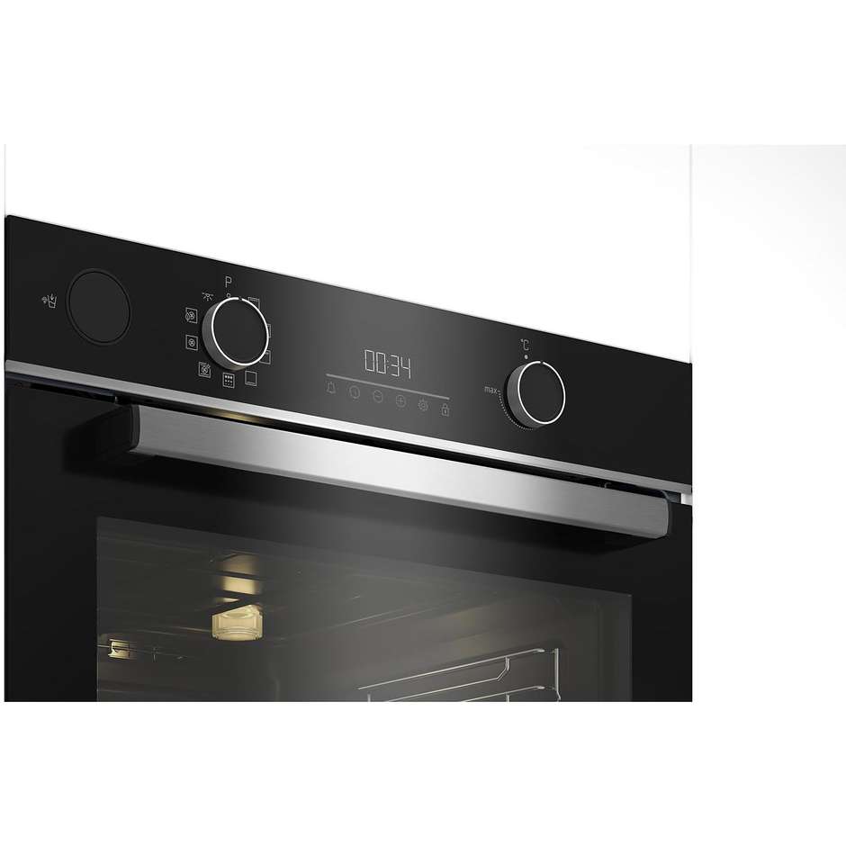 Beko BBIS13300XMPE Forno elettrico Multifunzione 9 Funzioni Potenza 2700 W Capacita 72 L Classe A+ Colore Cristallo Nero e Inox