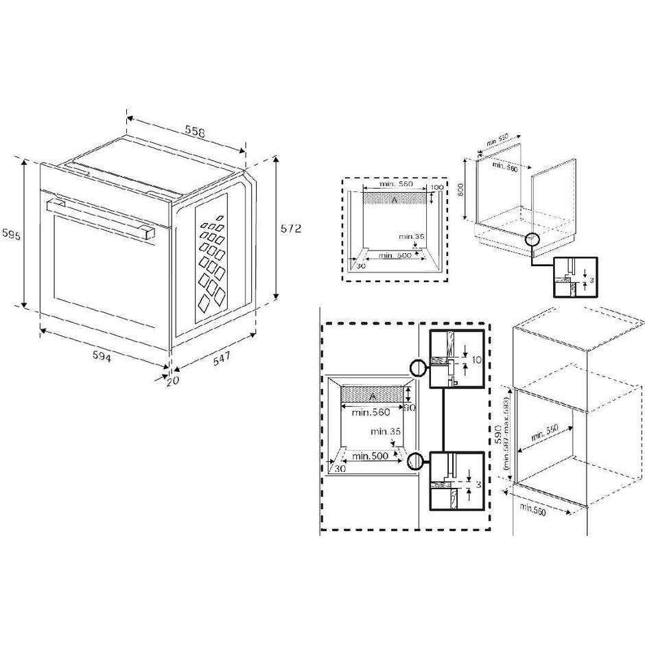 Beko BBIS13300XPE Forno da incasso Capacita71 Lt Potenza 3400 W 9 Funzioni Classe A+ Colore Nero, Acciaio inox