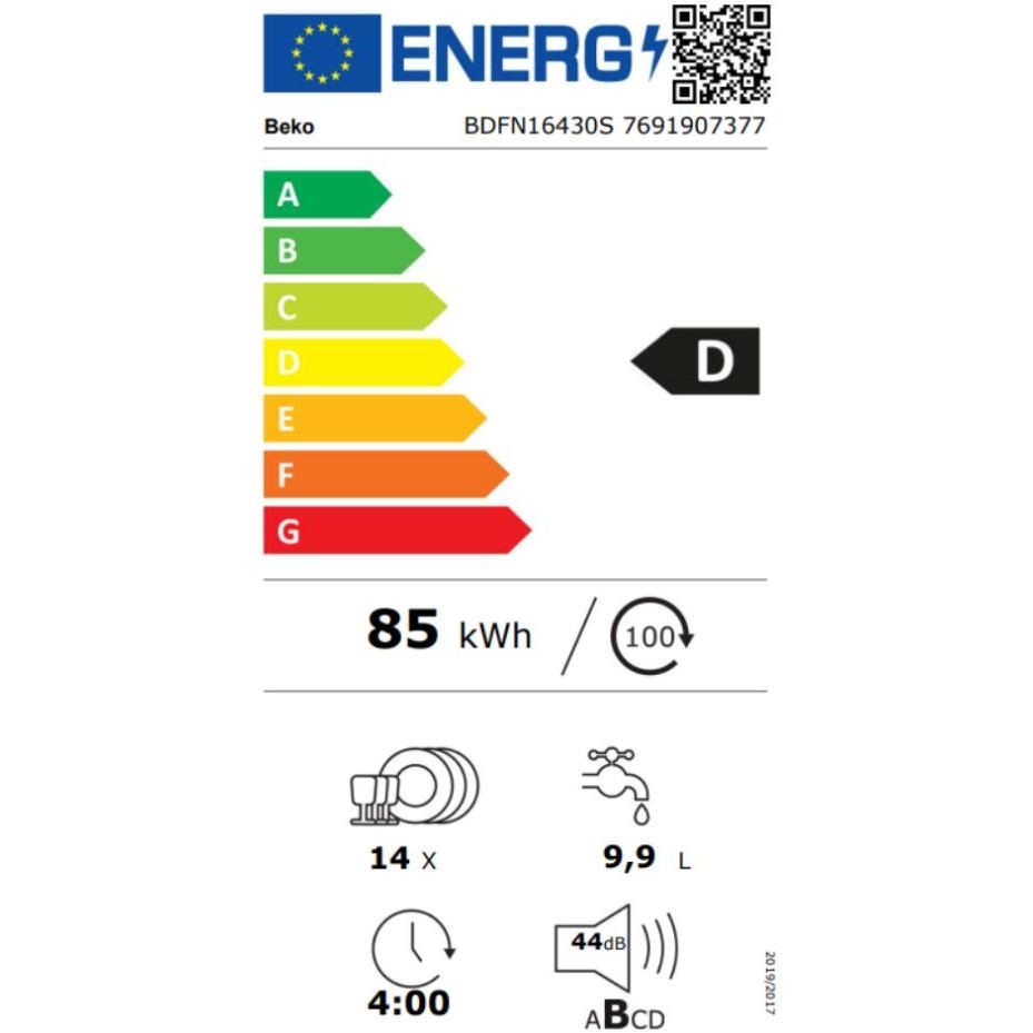 Beko BDFN16430S Lavastoviglie a libera installazione 14 Coperti 5 Programmi Classe D Colore Argento