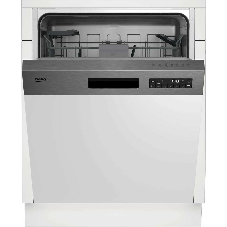 Beko BDSN26430X Lavastoviglie 60 cm semi-integrata con cruscotto Inox 14 Coperti 6 Programmi Classe D Colore Bianco