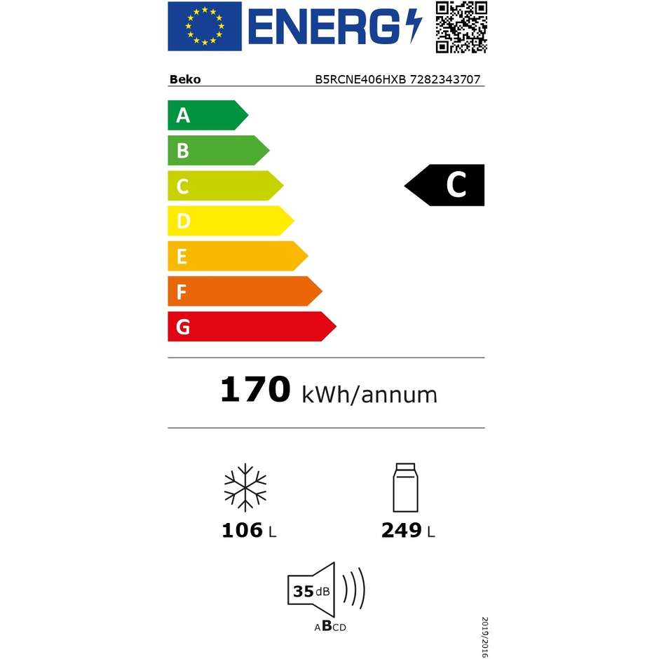Beko Beyond B5RCNE406H Frigorifero Combinato HarvestFresh AeroFlow 407 L Classe C Dark Inox