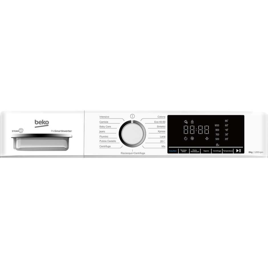 Beko BMX8126DB b100 lavatrice 8 kg 1200 giri, classe A, inverter e vapore