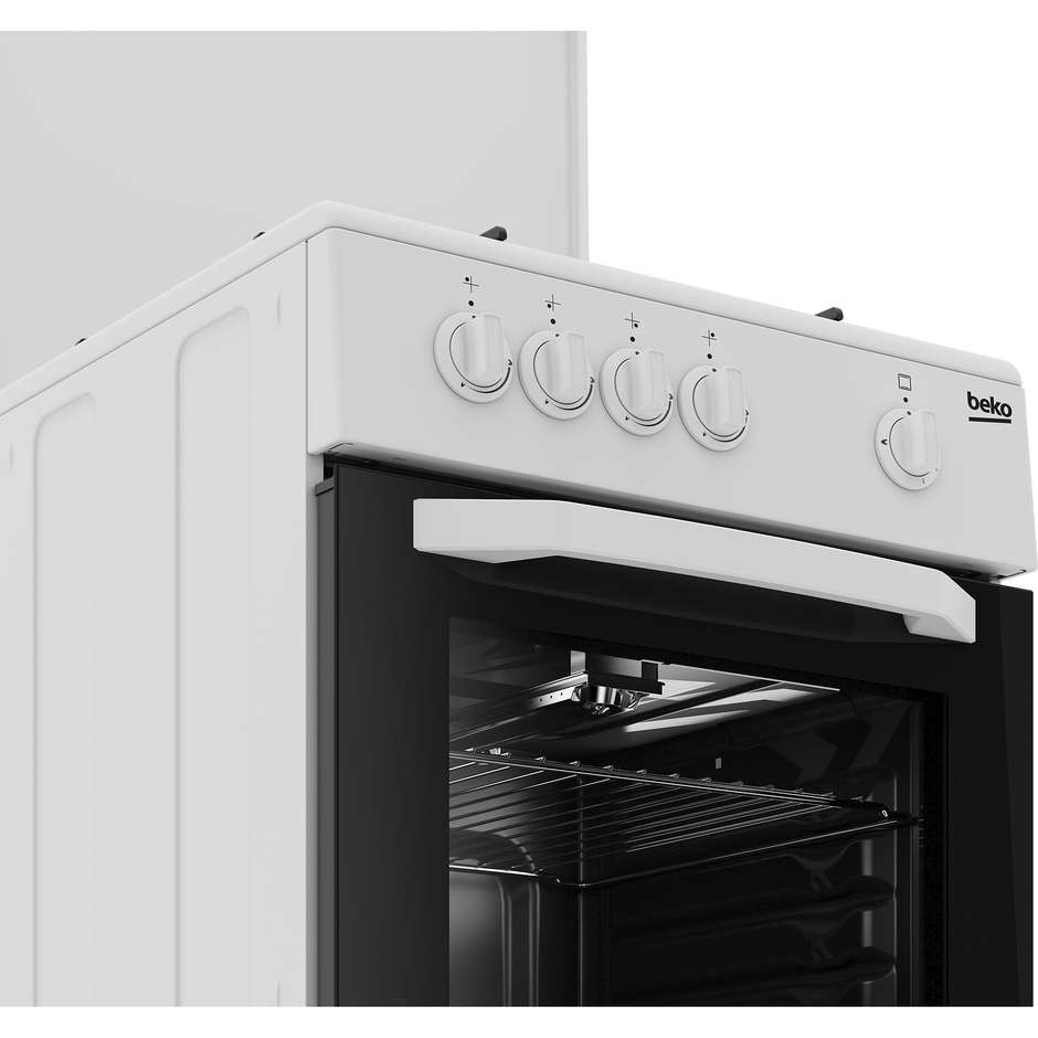 Beko CSG 42009 DW cucina a gas 4 fuochi, forno 54 L, 50 × 50 cm, bianca