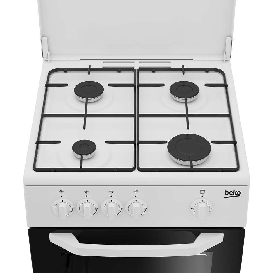 Beko CSG 42009 DW cucina a gas 4 fuochi, forno 54 L, 50 × 50 cm, bianca