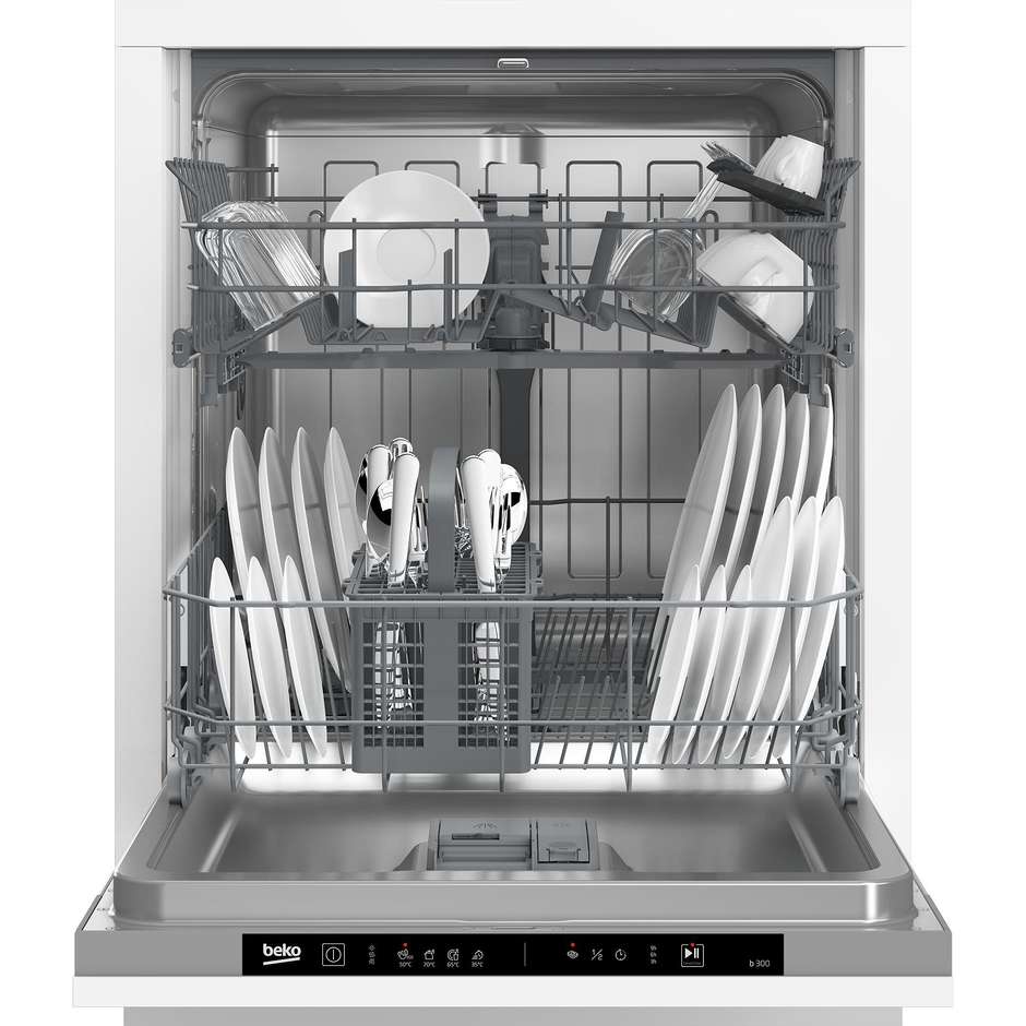 BEKO DIN34330 Lavastoviglie da Incasso a Scomparsa Totale 60 cm Standard 13 Coperti 4 Programmi Classe D 49 dB Cestelli Modulari