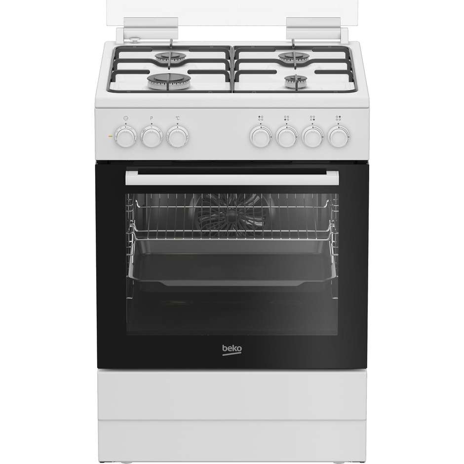 Beko FBE62011WC Cucina 60x60 4 Fuochi Forno Elettrico Ventilato Capacita forno 72 Lt Classe A Colore Bianco