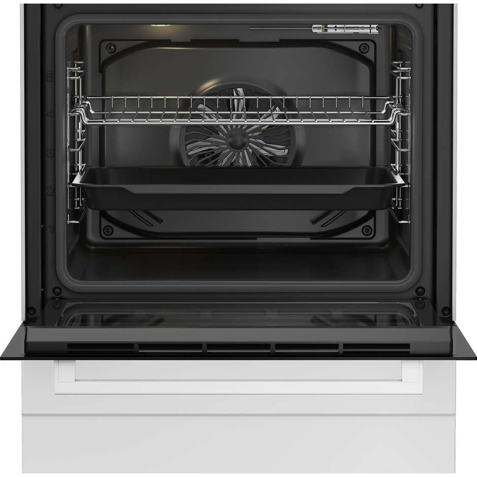 Beko FBE62011WC Cucina 60x60 cm 4 Fuochi Gas High-Efficiency Forno Elettrico Multifunzione Ventilato 72 L Coperchio Vetro Classe A Bianco