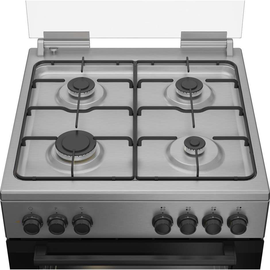 Beko FBE62120XD Cucina 60x60 cm 4 Fuochi Gas High-Efficiency Forno Elettrico Multifunzione 66 L Display Digitale Classe A Inox