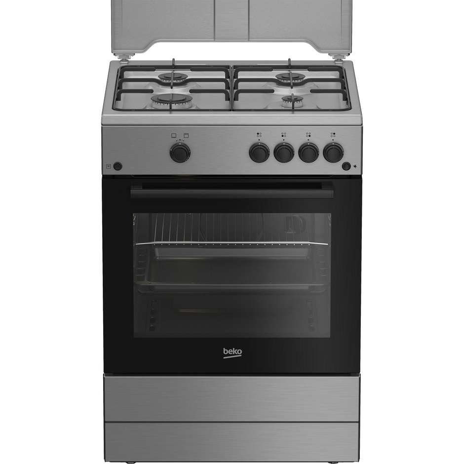 Beko FBG62010DX cucina a gas 4 fuochi, forno 64 L, 60 × 60 cm, inox