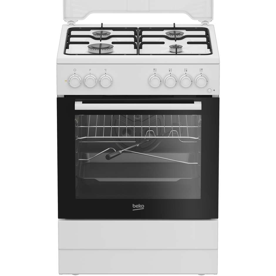 Beko FBST62110DW Cucina 60x60 4 Fuochi Forno Elettrico Ventilato Capacita forno 73 Lt Classe A Colore Bianco