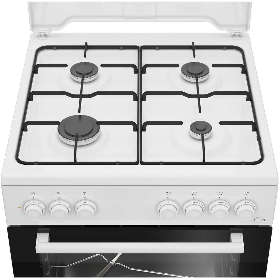 Beko FBST62110DW Cucina 60x60 cm 4 Fuochi Gas High-Efficiency Forno Elettrico Multifunzione 73 L SteamShine Classe A Bianco