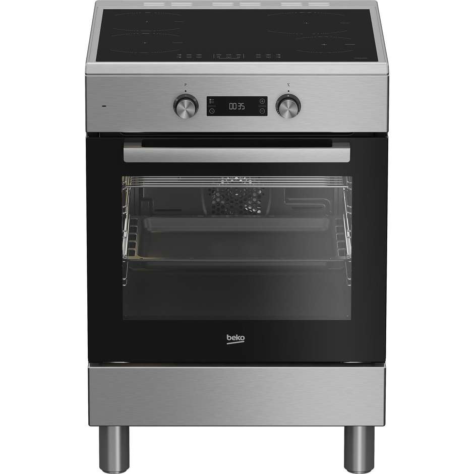 Beko FSE69300X Cucina 60x60 cm Piano Induzione 4 Zone Booster Forno Elettrico Multifunzione 72 L Display Touch LED Classe A Inox