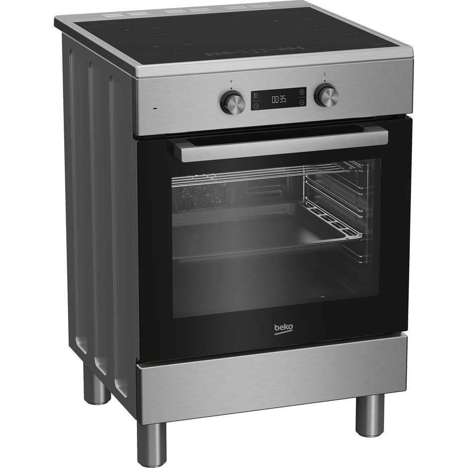 Beko FSE69300X Cucina 60x60 cm Piano Induzione 4 Zone Booster Forno Elettrico Multifunzione 72 L Display Touch LED Classe A Inox