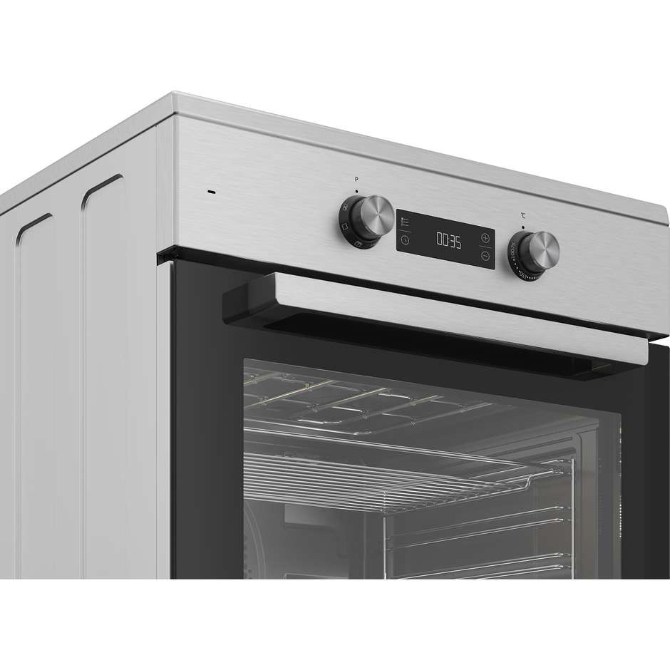 Beko FSE69300X Cucina 60x60 cm Piano Induzione 4 Zone Booster Forno Elettrico Multifunzione 72 L Display Touch LED Classe A Inox