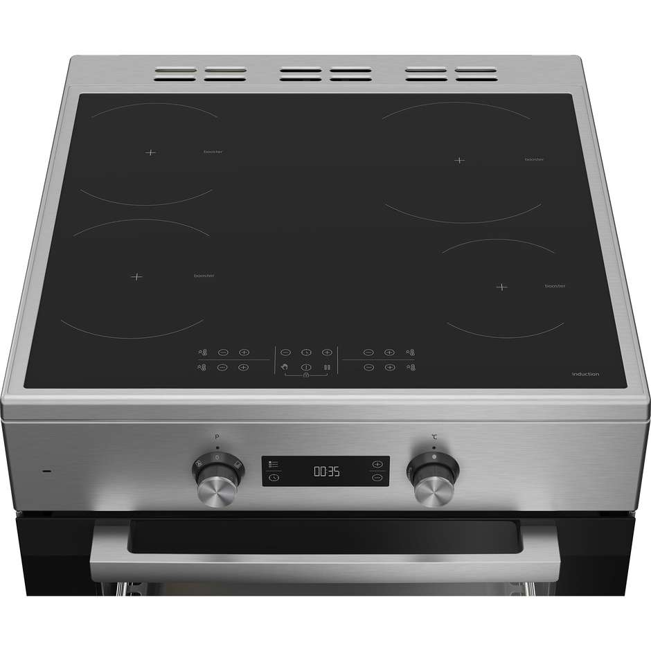 Beko FSE69300X Cucina 60x60 cm Piano Induzione 4 Zone Booster Forno Elettrico Multifunzione 72 L Display Touch LED Classe A Inox