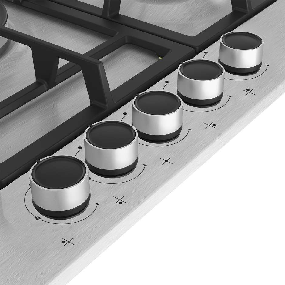 Beko HIAW75225SXE piano a gas 75 cm, 5 fuochi e wok 5 kW, inox