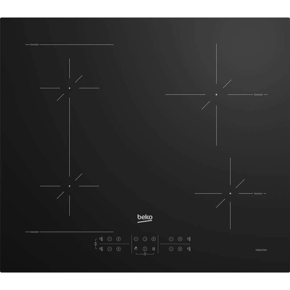 Beko HII64200SFMT Piano Cottura a Induzione 60 cm 4 Zone con IndyFlex Power Management 7200W Nero