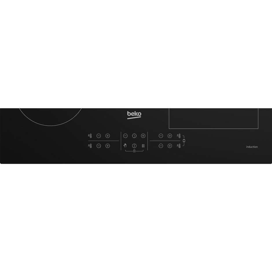 Beko HII64210FM Piano Cottura a Induzione 60 cm 4 Zone con IndyFlex Power Management 7200W Vetroceramica Nero