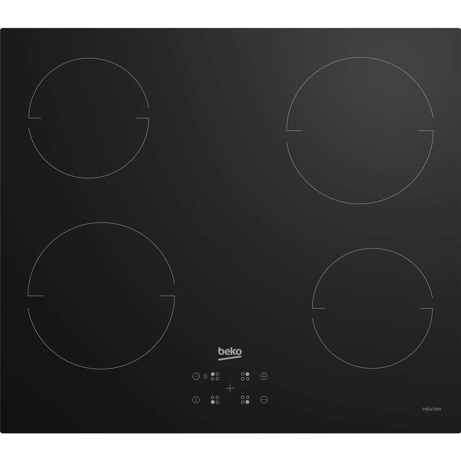 Beko HII64401QT Piano cottura a Induzione 60x60 4 Zone di cottura Colore Nero