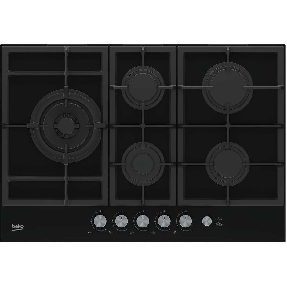 Beko HILL 75235 S Piano Cottura a Gas da Incasso 75 cm 5 Fuochi Nero